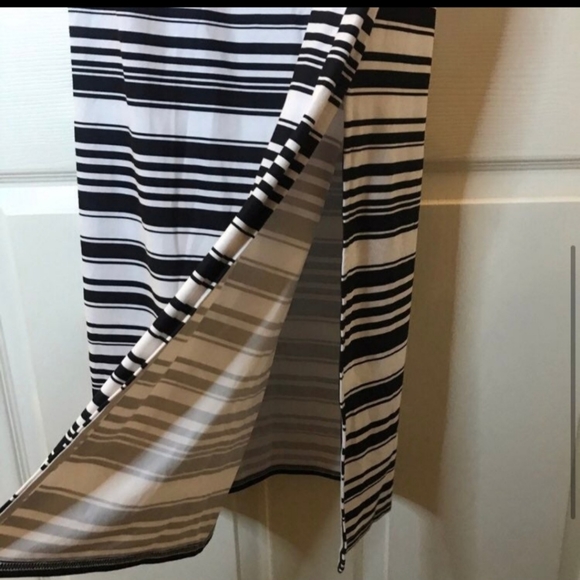 Maurices black and white stripe maxi skirt with slit Medium - Picture 3 of 4
